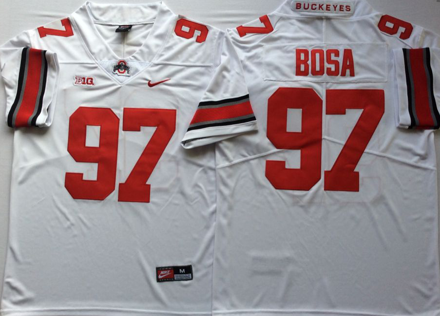 Men Ohio State Buckeyes 97 Bosa White Nike NCAA Jerseys